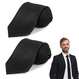 ruitao 3.15" Men Ties, Funeral Tie, Classic Men's Solid Satin Neck Tie, Premium Pure Color Tie Formal Necktie for Men Wedding Classic Formal Business Necktie(8cm) (2, Black)