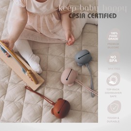 Little Thriver Pacifier Holder Premium Pacifier Case Set for boys and girls, Silicone Pacifier Holder for Diaper Bag, Cute Silicone Case for Baby Pacifiers - 2pcs Set (Saddle+Soft Oak)