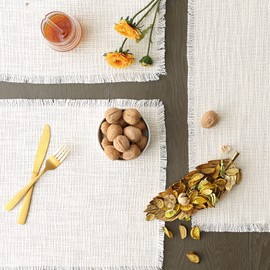 DII Linen Tabletop Collection Machine Washable, Placemat Set, 14.5x20.5, Cream, 4 Piece