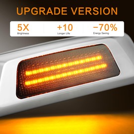 litzland Sequential Amber LED Turn Signal Lights Side Marker Lights Compatible with Kenworth T680 T770 T880 2011-2017 Smoked Lens