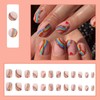 JUSTOTRY 24 Pcs Square False Nails Short, Rainbow Swirl Press