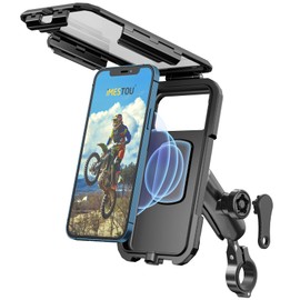 iMESTOU - Soporte inalámbrico impermeable para motocicleta con cargador rápido USB-C, soporte antirrobo para teléfono de bola de 1 pulgada con base de montaje de manubrio de aluminio, se adapta a