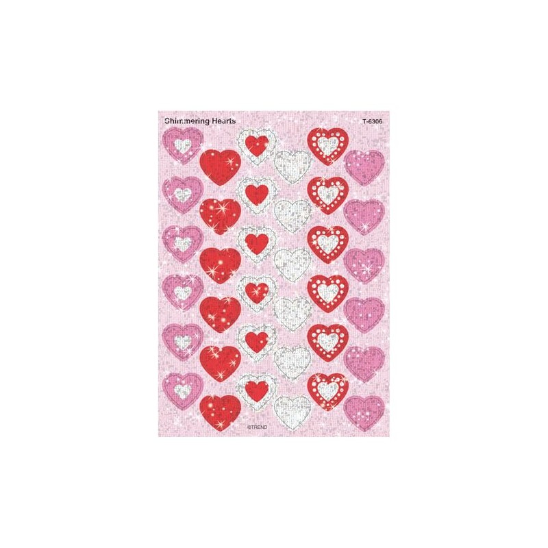 TREND enterprises, Inc. Shimmering Hearts Sparkle Stickers, 72 ct