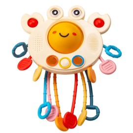 Yummy Baby Products Montessori Sensory Toy for Babies, Silicone Pull String Teething Toy, Perfect for Entertaining Baby While Developing Motor and Sensory Skills (Crab)