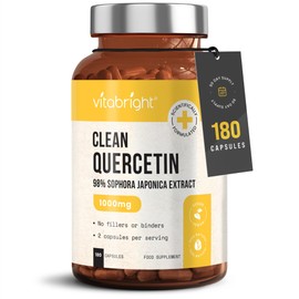 VitaBright Quercetin Supplement, 180 Capsules, Quercetin 1000mg Daily (x2 Capsules Quercetin 500mg), Bio Quercetin Dihydrate Powder, Quercetin Antioxidant Supplements, VitaBright Flavonoids Supplements