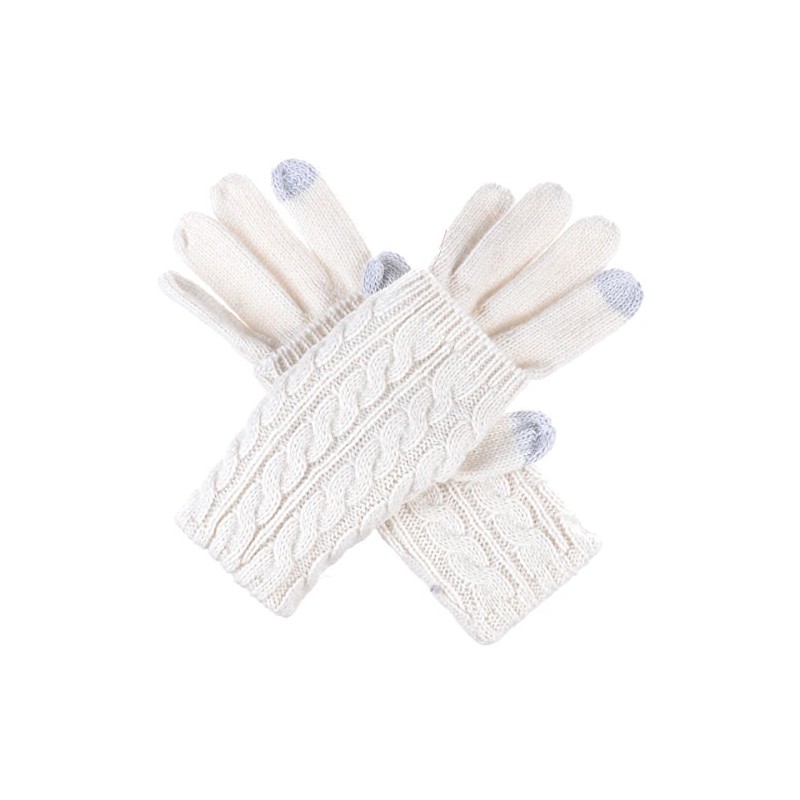 BYOS Women Winter Wool Blend Leafy Texting Knit Gloves W/Two