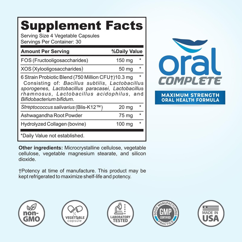 Oral Complete 11-in-1 Dental Probiotics, Bad Breath Treatment Halitosis Tonsil