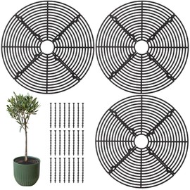 yeesport 3 Pcs Plant Pot Grid with Center Cutout, 11.8 inch Cuttable Pot Grid Cover, Gardening Flower Soil Protectors, Cat Pets Animals Digging Stoppers