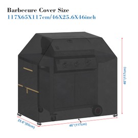VANSHEIM Grill Barbecue Covers,Large Grill Cover,Outdoor BBQ Cover Waterproof,Anti UV,Heavy Duty Oxford Fabric for Weber,Brinkmann,Outback and Char Broil Grills 117x65x117cm