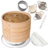 GOVNPJ Bamboo Steamer Set - 10 Inch Dumpling Steamer Basket