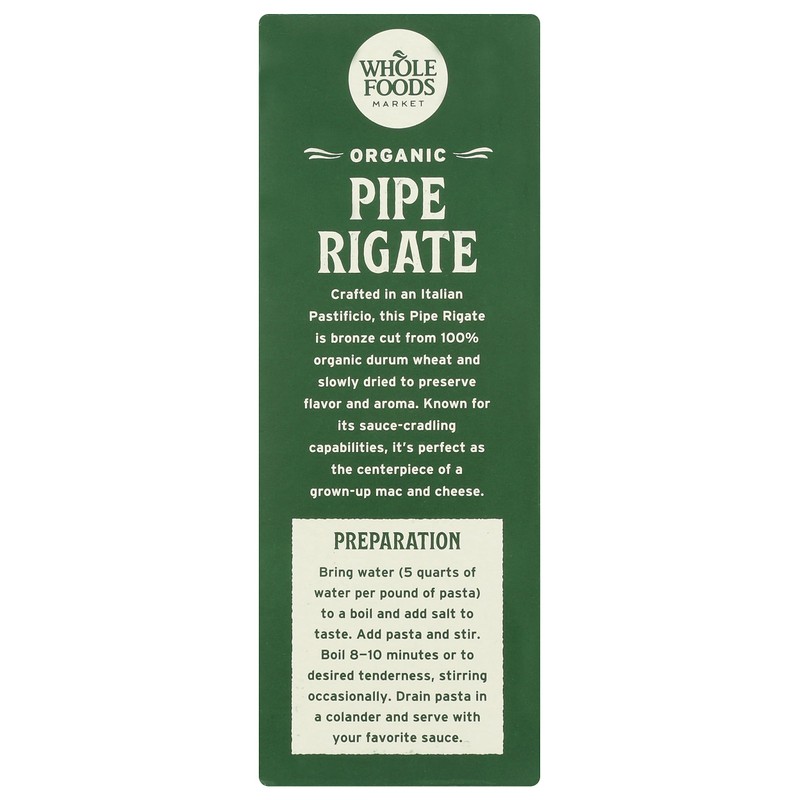 Whole Foods Market, Organic Pipe Rigate, 16 Ounce