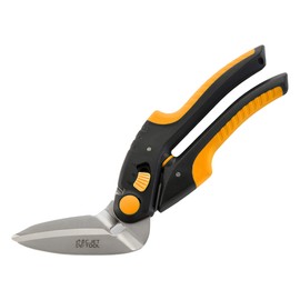 C.Jet Tool Universal Scissors Stainless Steel Multi-functional Steel Blade Multi-Purpose Cutting Tool - Metal DIY Tool, Cardboard, Cardboard, Coarse Garbage, Demolition, Resource Waste, Factory Work, Angled, Adjustable Grip Opening Width, Strong Scissors - Orange