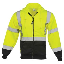 J. J. Keller & Associates, Inc. Class 3 High Visibility Hoodie with Zipper, Reflective Hoodie with Black Bottom, 3X-Large, SAFEGEAR