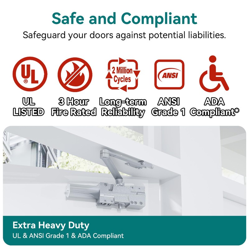 POWAWINI Automatic Door Closer, Adjustable Self Closing, Backcheck, Delayed, ADA