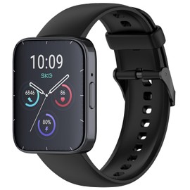 Disscool Replacement Adjustable Wristbands Compatible with SKG V9/V9 Pro Soft Silicone Wrist Strap with Quick Release Watch Accessories for Men and Women(Black)