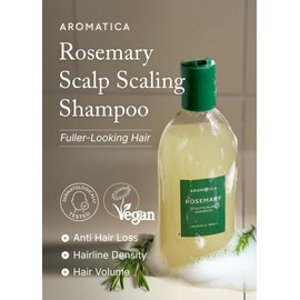 AROMATICA Rosemary Scalp Scaling Shampoo for Hair Growth - Korean Hair Care for Thinning Hair & Hair Loss, Natural Essential Oil, Vegan, Sulfate Silicone Paraben Free (13.53 oz)