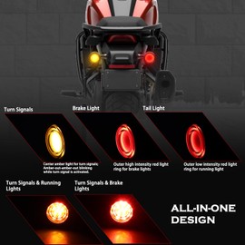 LUKFMOSTOR Universal Motorcycle Bullet Rear LED Turn Signals 12V Black Brake Taillights for Harley Sportster Iron 1200 Yamaha V Star Bobber Victory Kawasaki Chopper Suzuki LSV