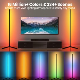 AVCNUJ LED Floor Lamp, 65" Smart RGB Color Changing Corner Lamp with 16 Million DIY Colors & 213 Scenes, Music Sync, Timer, Floor Lamp with Remote & App Control, Standing Lamp for Living Room Bedroom