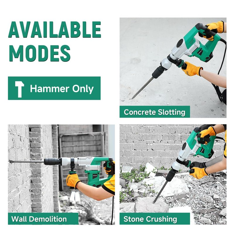 Hoteche Electric Demolition Jack Hammer 1500W Heavy-Duty SDS-MAX Concrete Breaker