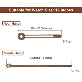 sourcing map 5 Set Wooden Clock Hands Only,Walnut Wood Clock Hands Clock Kit for Clock DIY Repair Part Replacement Fit for 14 Inch Wall Clock, 5.12 Inches