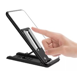 TIKA Adjustable Foldable Phone/Tablet Stand – Universal Desktop Kickstand Holder - Black