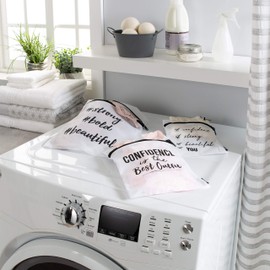 Laundry 360 3 Piece Printed Mesh Wash Bags, Multi Size Laundry Bag for Delicates, Zipper Close