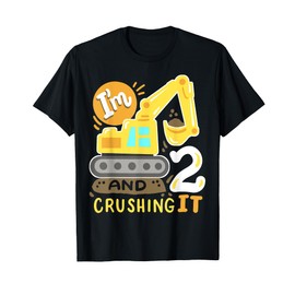 Kids 2nd Construction Birthday Party I'm 2 Crushing It Boys T-Shirt