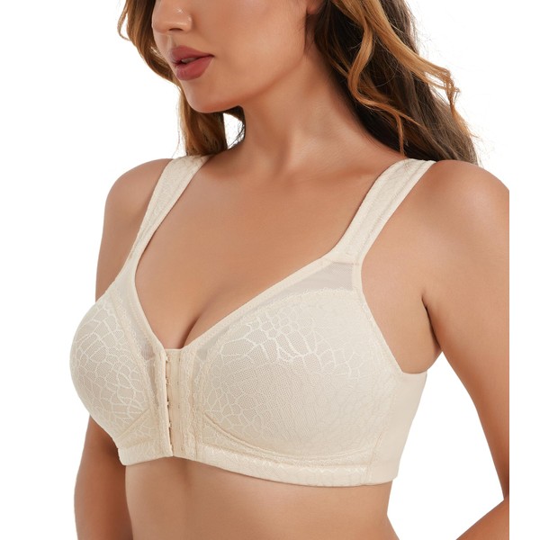 HACI Women's Front Closure Posture Bra Back Support Full Coverage