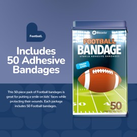 BioSwiss Kids Bandages, Football Shaped Self Adhesive Bandage Set, Latex Free, Sterile Wound Care, 50 Count