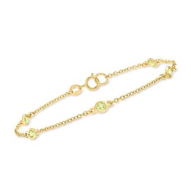 Ross-Simons 0.60 ct. t.w. Bezel-Set Peridot Station Bracelet in 18kt Gold Over Sterling. 8 inches