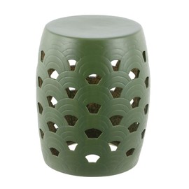 SAFAVIEH Home Collection Amaissa Moss Green Ceramic Decorative Garden Stool for Living Room, Bedroom, Garden, Side Table, Plant Stand (Fully Assembled)