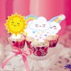 48pcs Rainbow Clouds Cupcake Toppers Sun Rainbow Cupcake Picks Sun