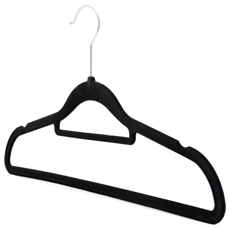 The Hanger Store 10 Black Non-slip Flocked Velvet Space Saving
