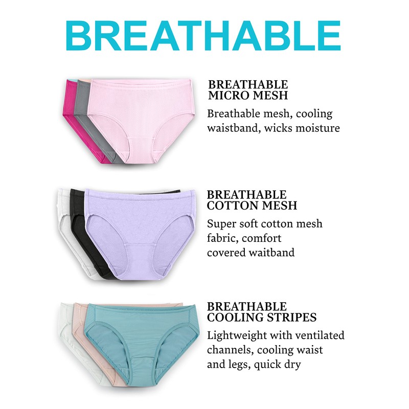 Fruit of the Loom Women's Breathable Underwear (Regular & Plus