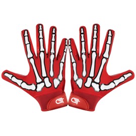 Glorious Traders Football Gloves, Adult and Youth Football Gloves Men & Women's - Ultimate Performance Booster Football Gloves Adult with Super Sticky Grip (Red, Youth Large)