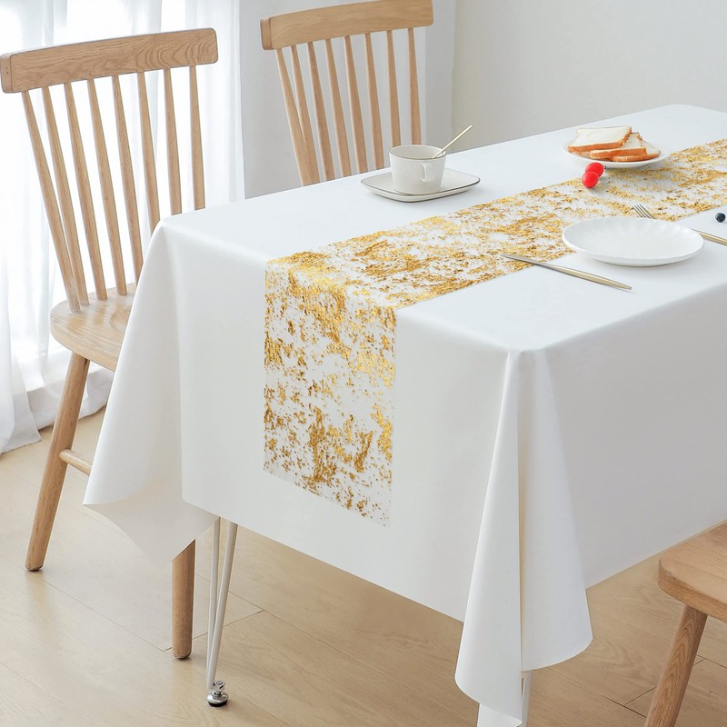 Table Runner 28cm x 5M Gold Metallic Table Runner, Sparkling