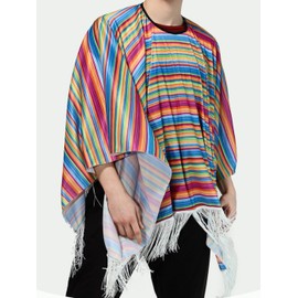 Frog Flag Mexican Ethnic Wear Mexican Poncho Cloak Unisex Rainbow Costume Set Traditional Costume Cosplay (Design B)