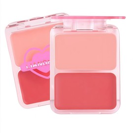 LIANGNISHI Cream Cheek, Natural Water Lip & Cheek, For Beginners, High Color, 3D Feeling, Transparent, Moisturizing, Long Lasting, 2 Color Palette (02# Sunset Brush)