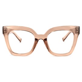 Zeelool Trendy Rectangle Blue Light Blocking Glasses for Women TR90 Eyewear Malcolm VFT0269 (VFT0269-02 Champagne, Blue Light Blocking)