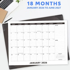 Large Desk Calendar 2026 with Desktop Mat, KOPEESY 22" x 17" Desktop Calendar, 18 Mouths From January 2026 to June 2027, Office Supplies Desk Blotter Calendar for Home School and Office