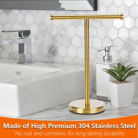 Kalitro Gold Towel Rack Hand Towel Stand, Bathroom Towel Holder Stand SUS304 Stainless Steel (Gold)