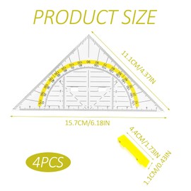 4 Stück Geodreieck Klein, Geodreieck mit Griff, Geodreieck Flexibel, Bruchsicher Und Transparent, Geodreieck Aus Kunststoff, Geeignet für Studenten Büro Designer Malerei