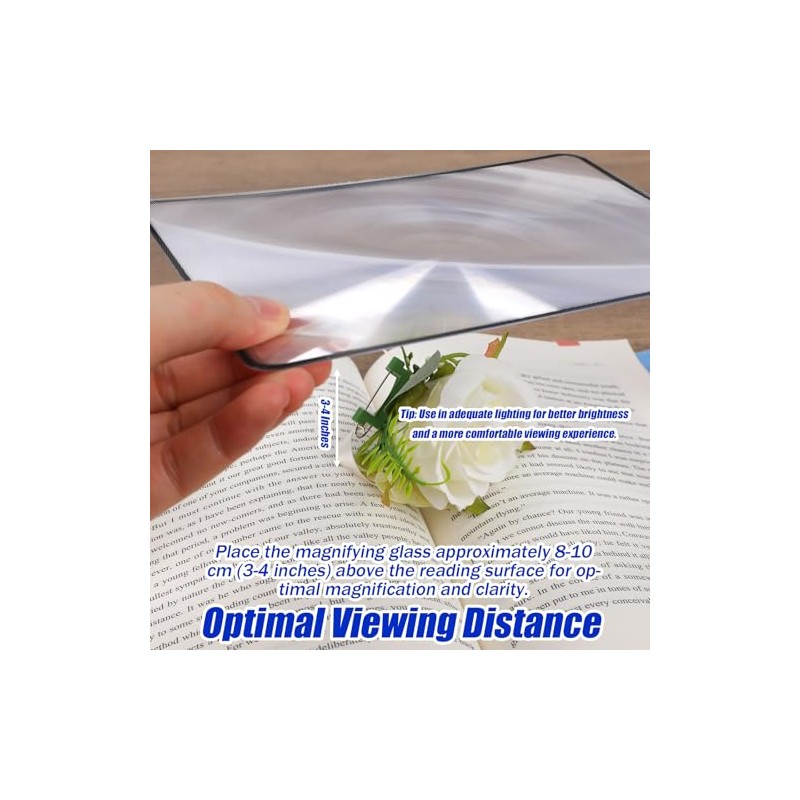 8pcs Page Magnifying Sheet for Reading, 4.7x7.1in & 2.2x3.2in 3X