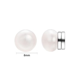 Vissen 8mm Large White Freshwater Pearl Magnet Earring for Women Fake Studs Magnetic Earrings Elegant Jewelry Wedding Brides Bridesmaid