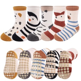 5 Pairs of Socks Baby Non-Slip Socks Baby Socks Children Non-Slip Socks Cotton Animal Motifs Stopper Socks Baby Toddler Socks Toddler Socks Baby for Babies Toddlers and Kids, multicoloured