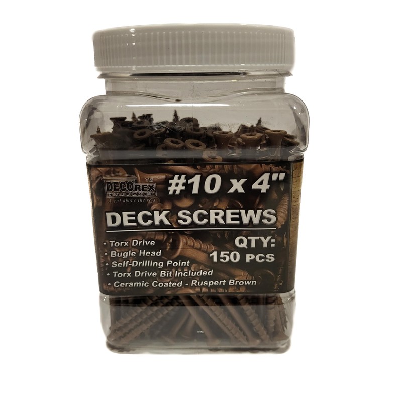 #10 × 4" Deck Screws – Brown Ruspert, Torx Drive