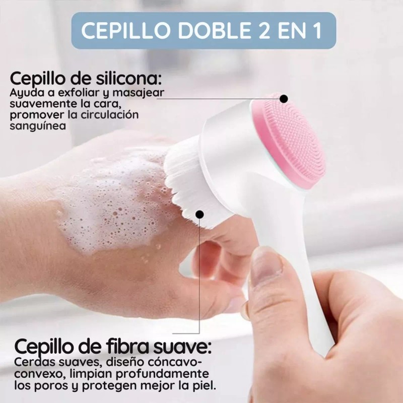 Mafab Cepillo Limpieza Facial Doble Cara Manual Exfoliante Color F