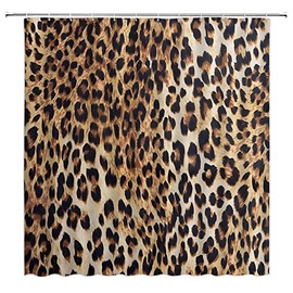 Leopard Print Shower Curtain Cheetah Wild Safari Skin Powerful Animal Big Cat Wildlife Fur Modern Fabric Decorative Bathroom Curtains with Hooks,Brown Black