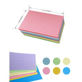 300 Pcs Flash Cards，Ruled Index Cards Record Cards Colored Paper Revision Cards Colourful Paper Index Cards for School Study Office Working School Learning