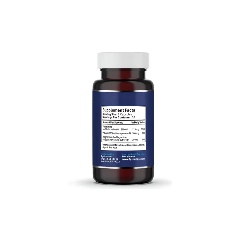 Ageimmune Suplemento D3 K2 Magnesio Glicinato 60 Cápsulas